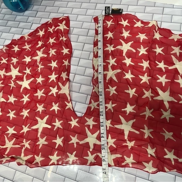 Larioseta Como Barbieri Italy Womens Red & White Starfish Nautical Silk Scarf - Picture 6 of 11